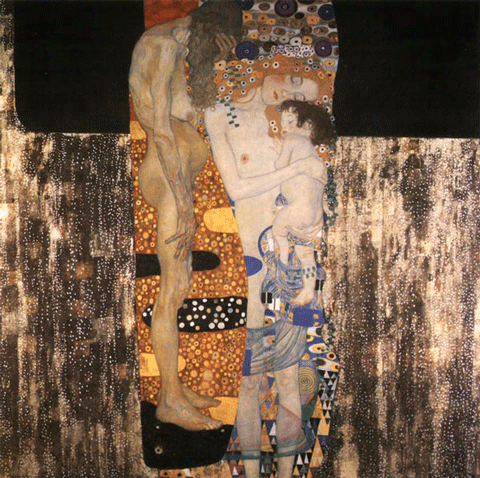 reproductie The three ages of woman van Gustav Klimt
